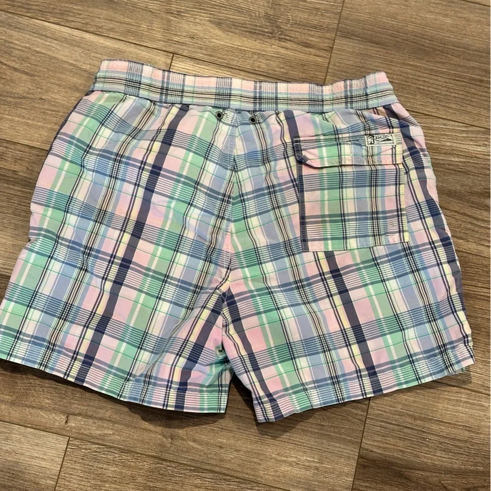 Polo by Ralph Lauren Men’s Pastel Plaid Swim Shorts Size Large